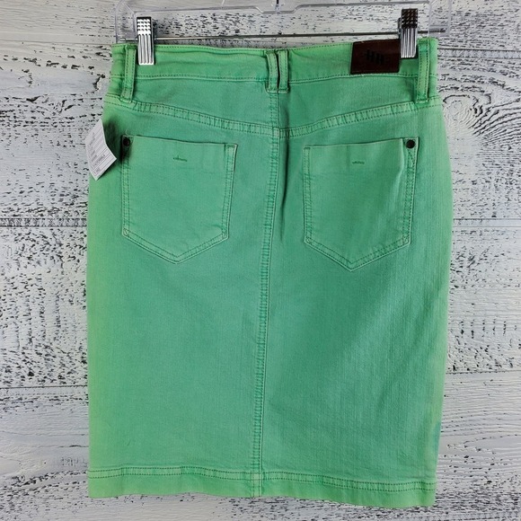 Anthropologie Holding Horses Denim Green Pencil Mini Skirt New Size 26 - Picture 5 of 7